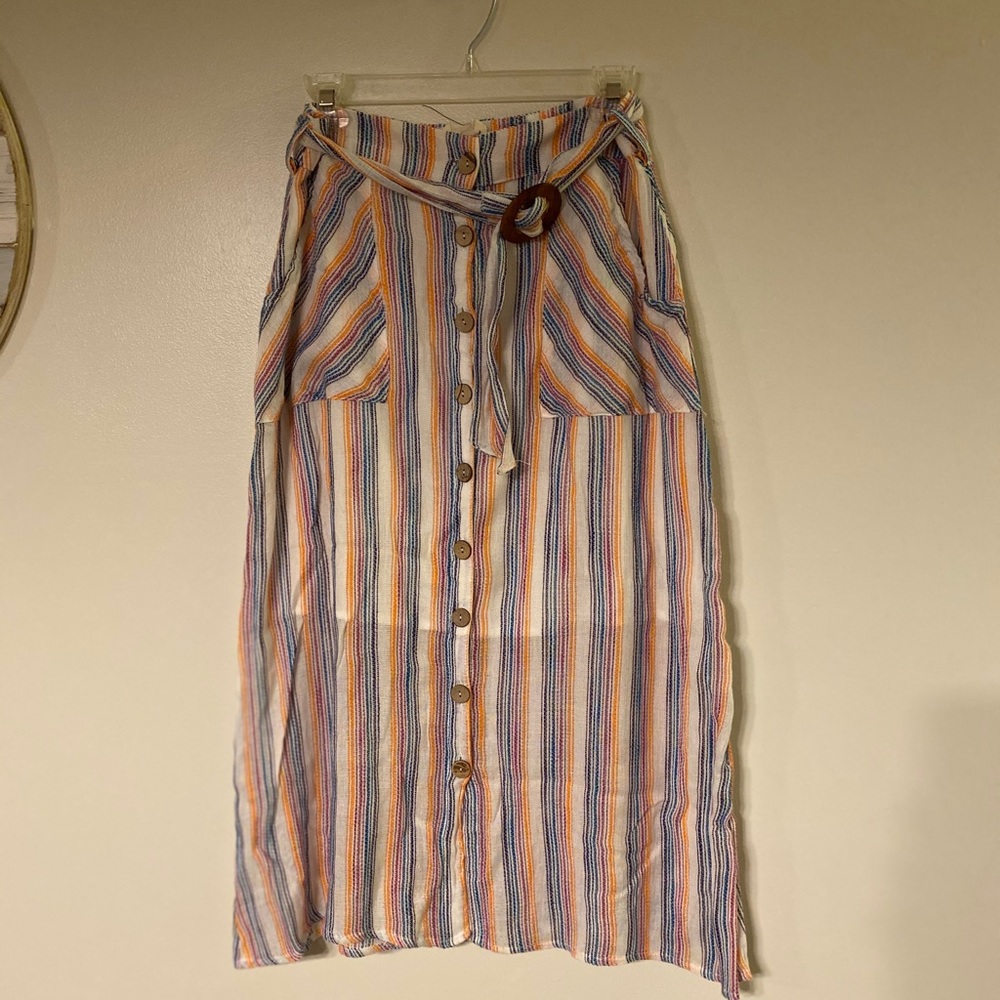 Mid length striped skirt NWOT